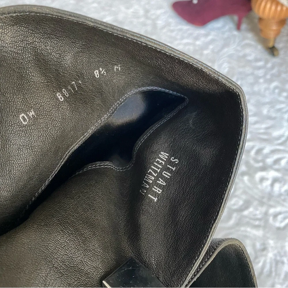 Stuart Weitzman Dark Green Leather Knee High Boots - Picture 4 of 8